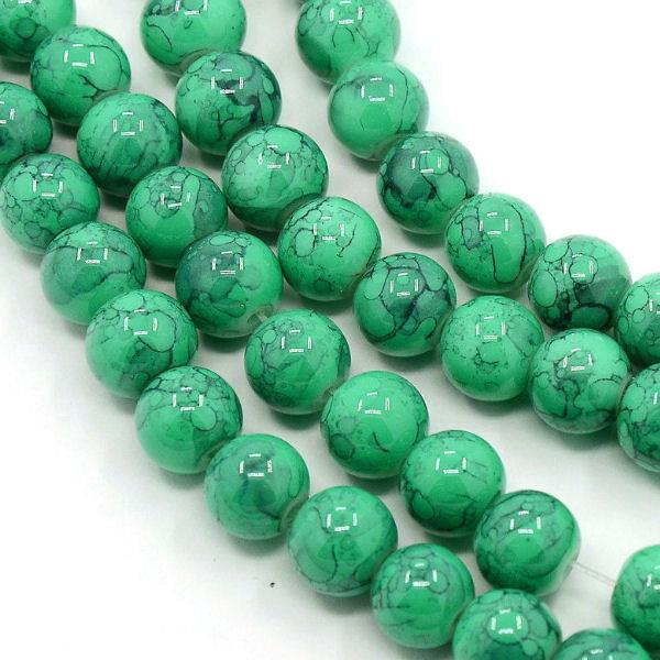 20 Perle marmorizzate in vetro - colore: ACQUAMARINA-FUME'