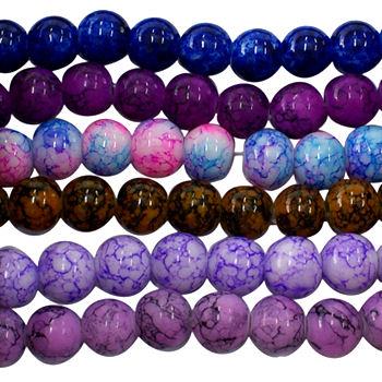 20 Perle marmorizzate in vetro - colore: MISTO