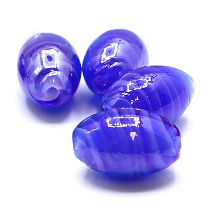 4 Perle vetro lampwork a spirale - colore: BLU