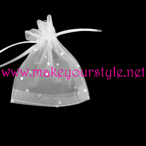 10 Sacchetti fantasia - mod. 04 - BIANCO con brillantini ARGENTO