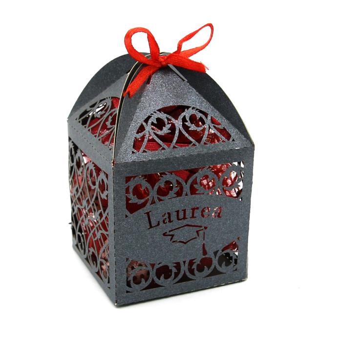 1 Scatola per bomboniere con nastro - Laurea - Mod. 2 - Nero