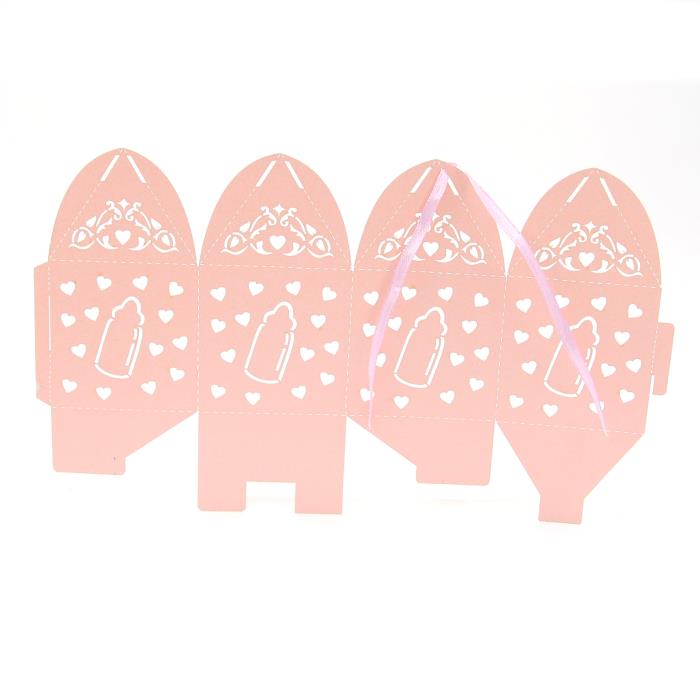 1 Scatola per bomboniere con nastro - Nascita - Mod. 1 - Rosa