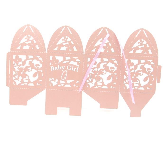 1 Scatola per bomboniere con nastro - Nascita - Mod. 2 - Rosa