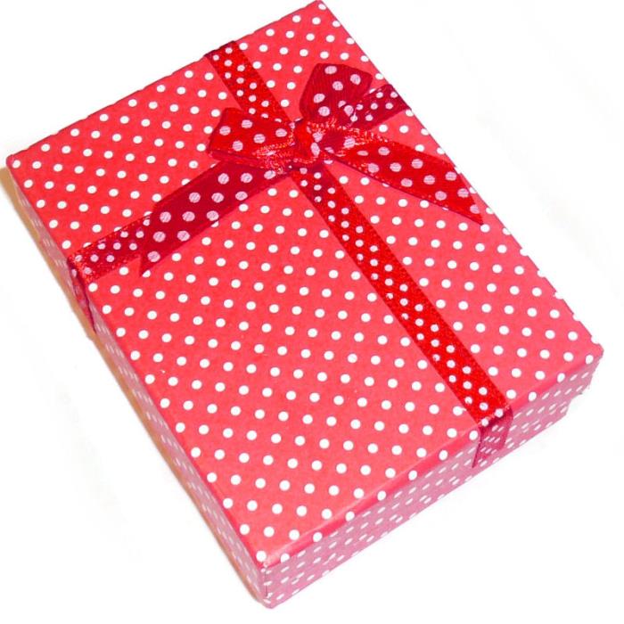 Scatoline regalo 9x7cm a pois rosso per gioielli e accessori