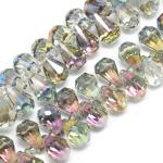 4 Perle a goccia sfacettate in vetro - colore: TRASPARENTE IRIDESCENTE