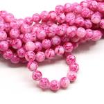1 filo di perle marmorizzate da 10mm - colore: BIANCO FUCSIA