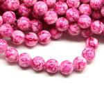 1 filo di perle marmorizzate da 12mm - colore: BIANCO FUCSIA