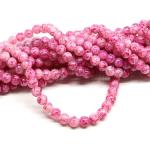1 filo di perle marmorizzate da 6mm - colore: BIANCO FUCSIA
