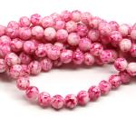 1 filo di perle marmorizzate da 8mm - colore: BIANCO FUCSIA