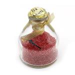 Bottiglietta con perle conteria - Mod. 6 - Colore: ROSSO - 2-3mm