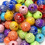 50 Perle tonde con punti metal - Mod. 12 - colore: MISTE