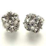 Perla metallica a foro largo - Mod. 49 - Fiori con strass