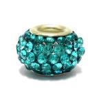 Perla a foro largo ricoperta di strass - Modello 01 - Azzurro