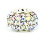 Perla a foro largo ricoperta di strass - Modello 01 - Iridescente