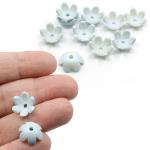 10 Perle a fiore con riflessi - colore: AZZURRO