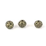 10 perle metalliche bronzo fiori pois - 8mm
