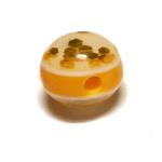 10 Perle tonde a righe con brillantini- colore: GIALLO