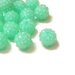 2 Perle tonde ricoperte di strass - colore: VERDE ACQUA