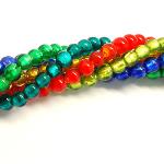 10 Perle vetro foglia argento - colore: MISTO