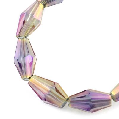 25 Perle vetro ovali sfacettate tras - colore: VIOLA con riflessi BLU 