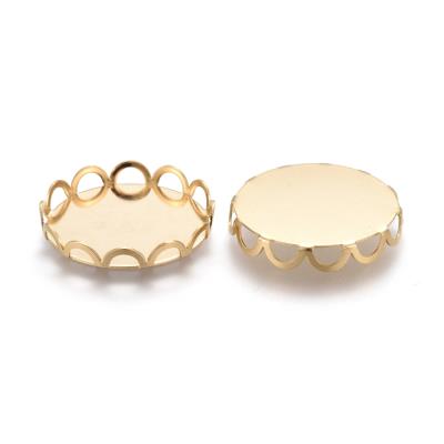 2 Basi per cabochon tondo 16mm in acciaio inox dorato - Mod.1G