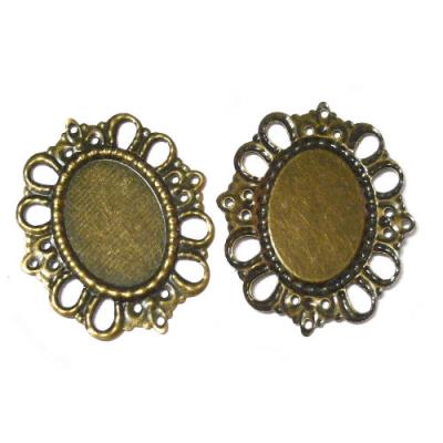 2 BasI per cammeo ovale - Mod. 8B - Bronzo - Interno: 18x25mm