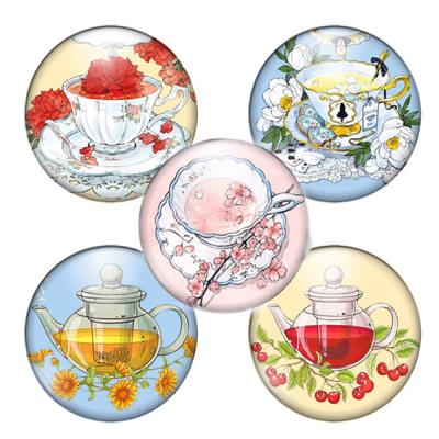 5 Cabochon 20mm con stampa - Ora del The - Mod. MX2
