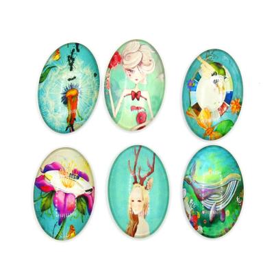 Cabochon ovale con stampa - 20x30mm - Illusion - Lotto 6