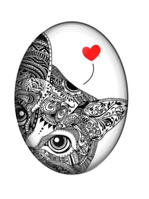 Cabochon 30x40mm con stampa - Mod. 01 - Ghirigori Gatto