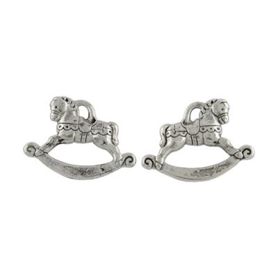 4 Charm argentati cavallo a dondolo