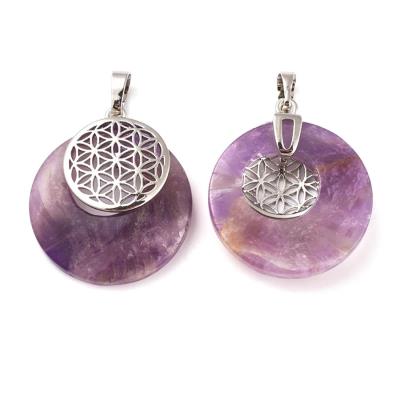 Charm grande in pietra dura - Modello 76 - Cerchio in ametista e filigrana