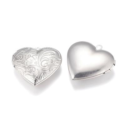 Ciondolo portafoto cuore fiorito acciaio inox