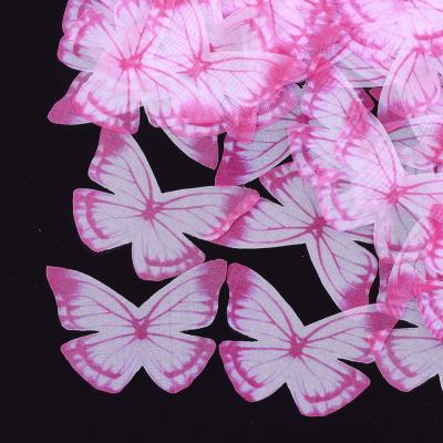 10 Farfalle in organza - Mod. 03 - Colore: BIANCO-FUCSIA
