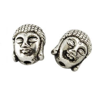 4 Distanziatori argento anticato a testa di Buddah