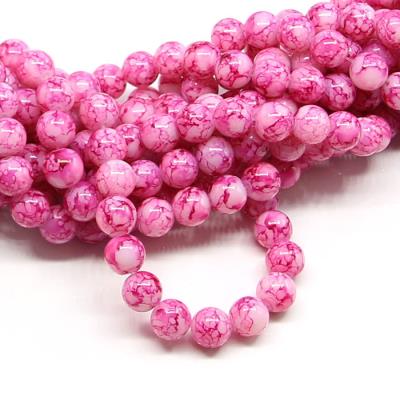 1 filo di perle marmorizzate da 10mm - colore: BIANCO FUCSIA