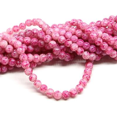 1 filo di perle marmorizzate da 6mm - colore: BIANCO FUCSIA