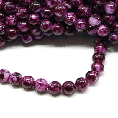 1 filo di perle marmorizzate da 8mm - colore: BIANCO VIOLA