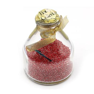Bottiglietta con perle conteria - Mod. 6 - Colore: ROSSO - 2-3mm