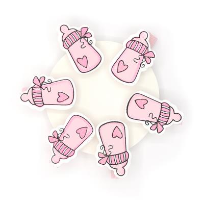 6 Mollette in legno - Mod. 02 - Colore: Rosa