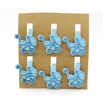 6 Mollette in legno - Mod. 03 - Colore: Azzurro