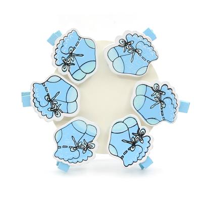 6 Mollette in legno - Mod. 04 - Colore: Azzurro