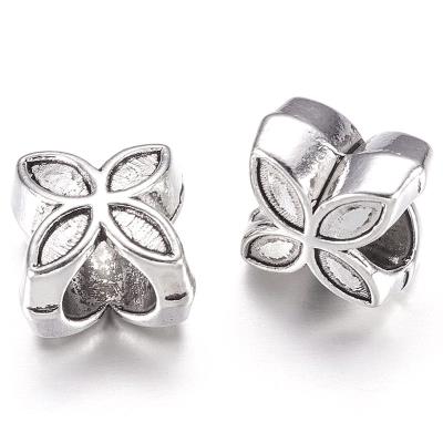 Perla metallica a foro largo - Mod. 48 - Fiore 4 petali