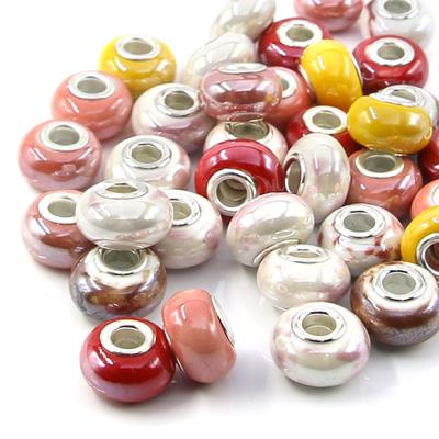 4 perle foro largo in porcellana - Mod. 01 - Mix Colori Caldi