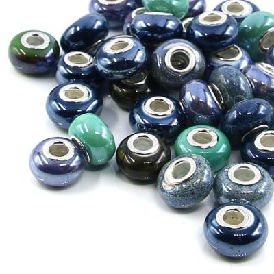4 perle foro largo in porcellana - Mod. 01 - Mix Colori Freddi
