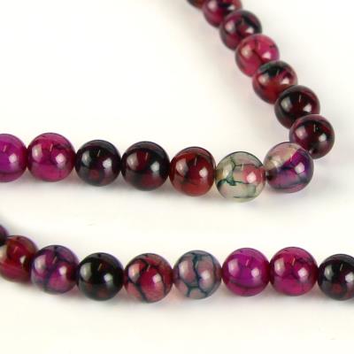 10 Perle agata - 8mm - mod. 1 - Nero fucsia