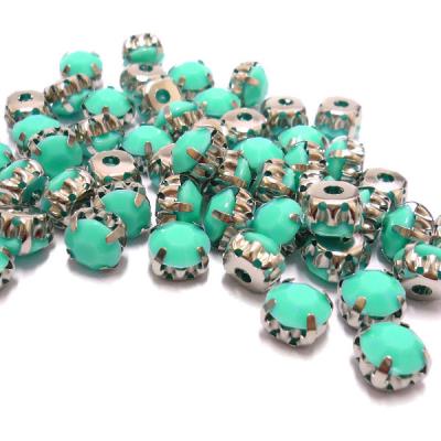 10 Perle con diamante acrilico incastonato 8mm - colore: AZZURRO