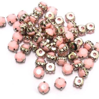 10 Perle con diamante acrilico incastonato 8mm - colore: ROSA