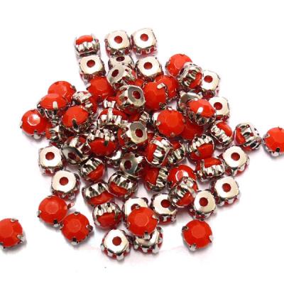 10 Perle con diamante acrilico incastonato 8mm - colore: ROSSO