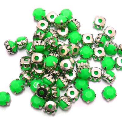 10 Perle con diamante acrilico incastonato 8mm - colore: VERDE