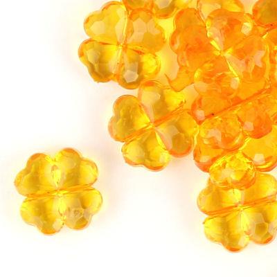 10 Perle a quadrifoglio sfacettate trasparenti - colore: ARANCIONE